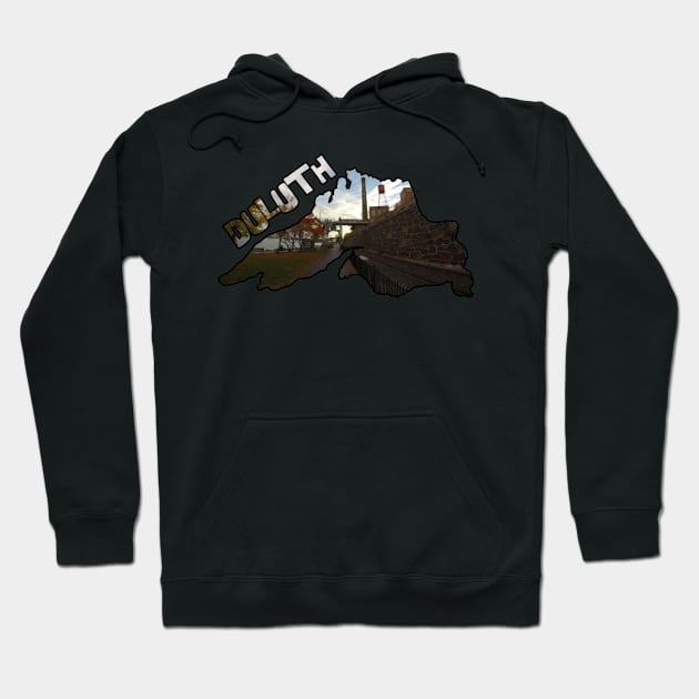 Lake Superior Outline (Duluth's Lakewalk in Fall) Hoodie by gorff
